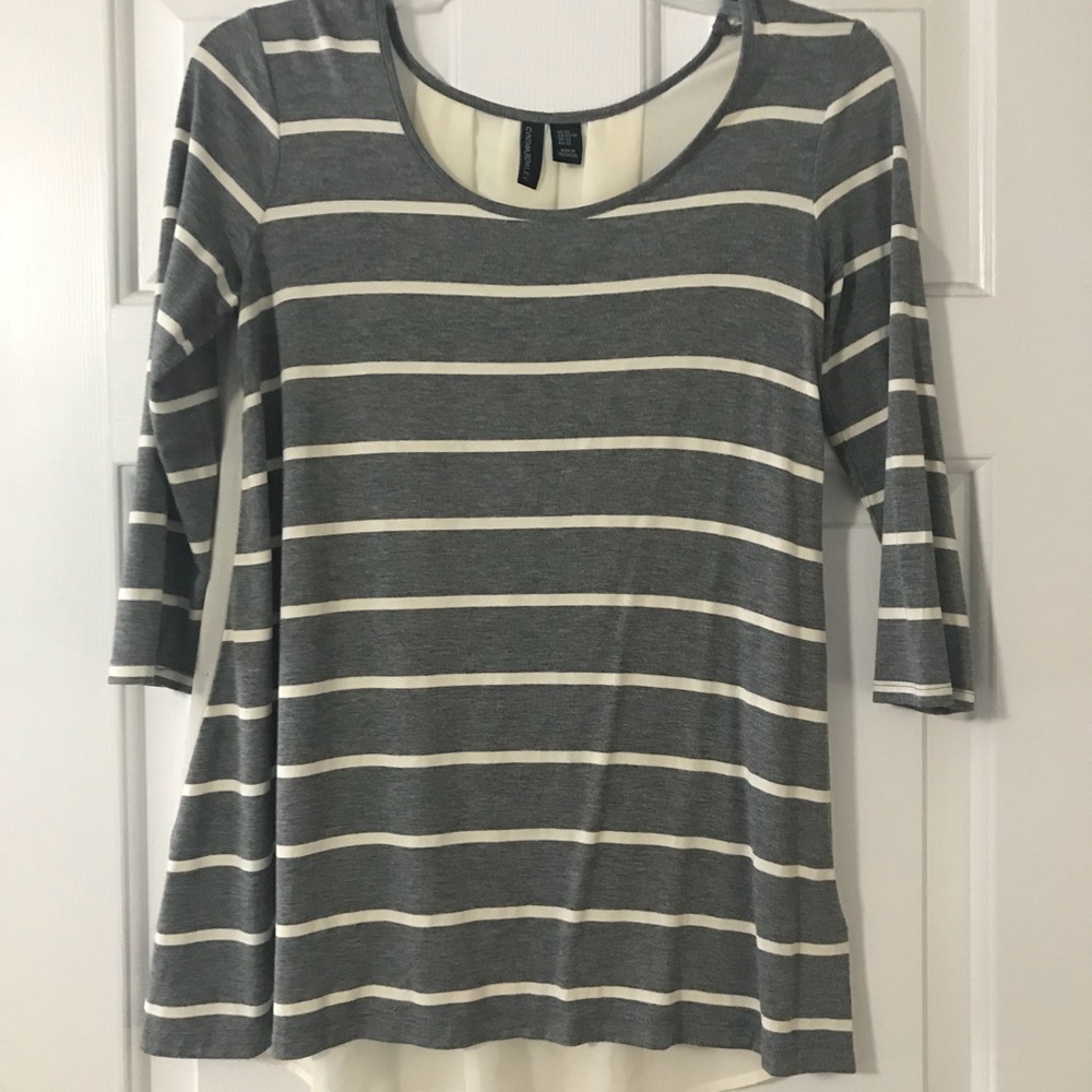 Gray & cream striped blouse
